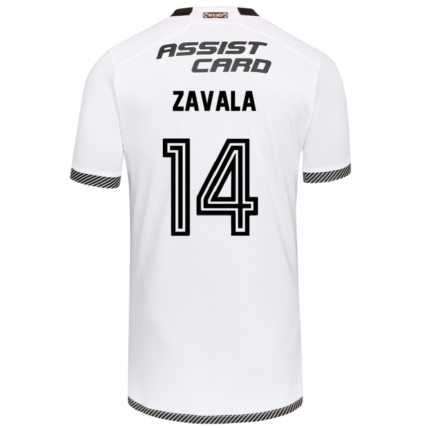 Niño Fútbol Camiseta Cristián Zavala #14 Blanco Negro 1ª Equipación 2024/25