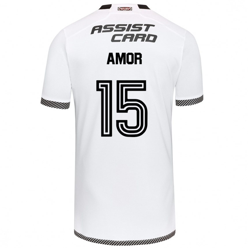 Niño Fútbol Camiseta Emiliano Amor #15 Blanco Negro 1ª Equipación 2024/25