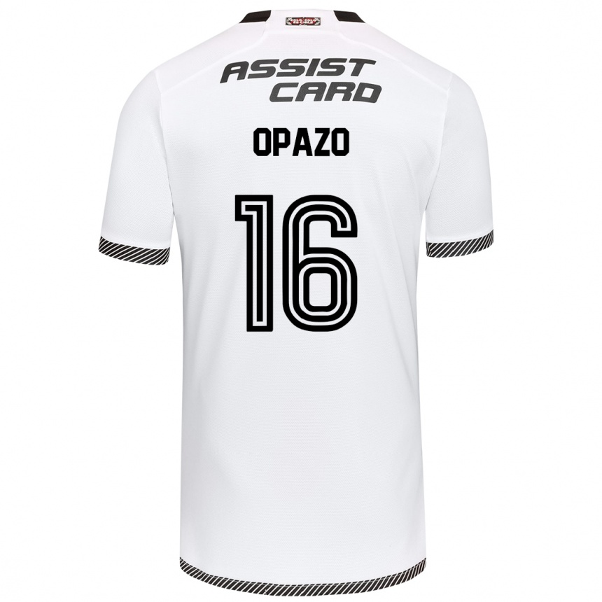 Niño Fútbol Camiseta Óscar Opazo #16 Blanco Negro 1ª Equipación 2024/25