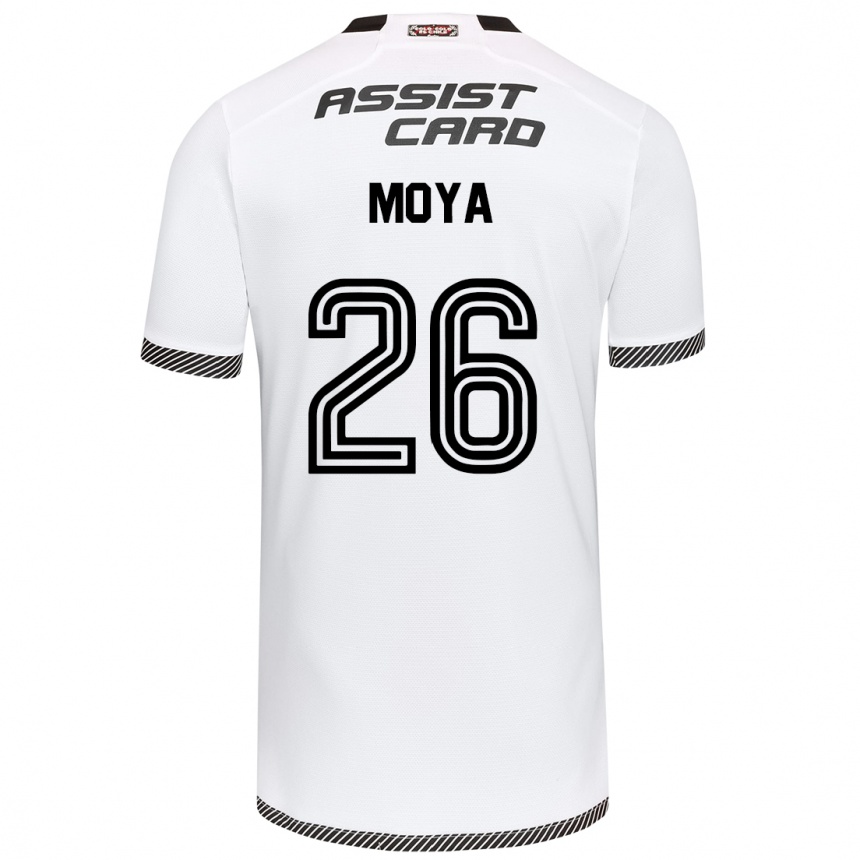 Niño Fútbol Camiseta Matías Moya #26 Blanco Negro 1ª Equipación 2024/25