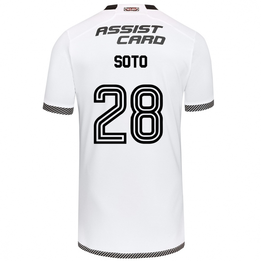 Niño Fútbol Camiseta Lucas Soto #28 Blanco Negro 1ª Equipación 2024/25