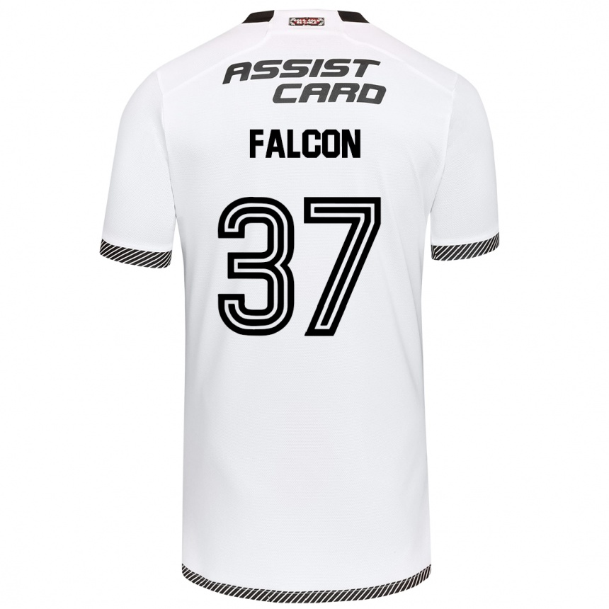 Niño Fútbol Camiseta Maximiliano Falcón #37 Blanco Negro 1ª Equipación 2024/25