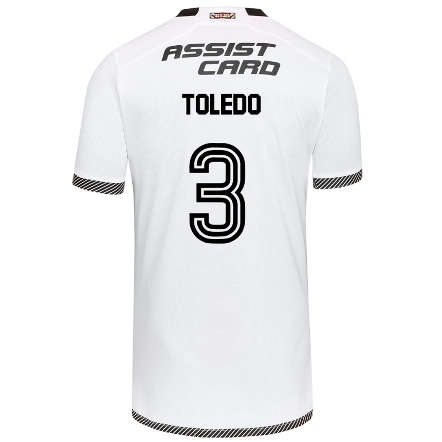 Niño Fútbol Camiseta Miguel Toledo #3 Blanco Negro 1ª Equipación 2024/25