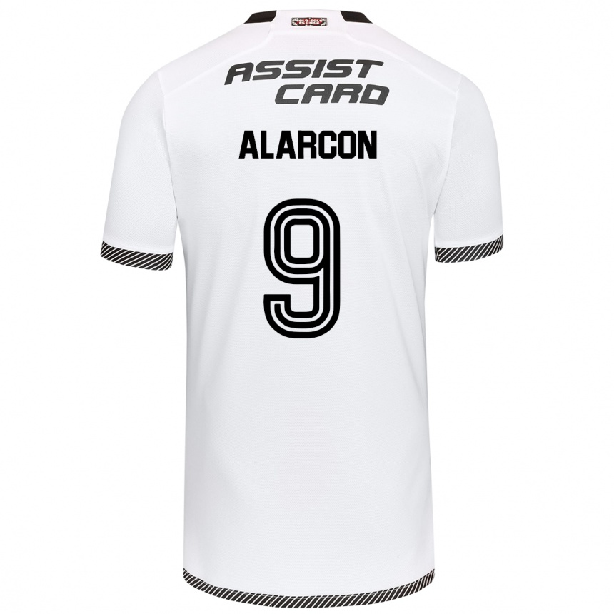 Niño Fútbol Camiseta Cristian Alarcón #9 Blanco Negro 1ª Equipación 2024/25