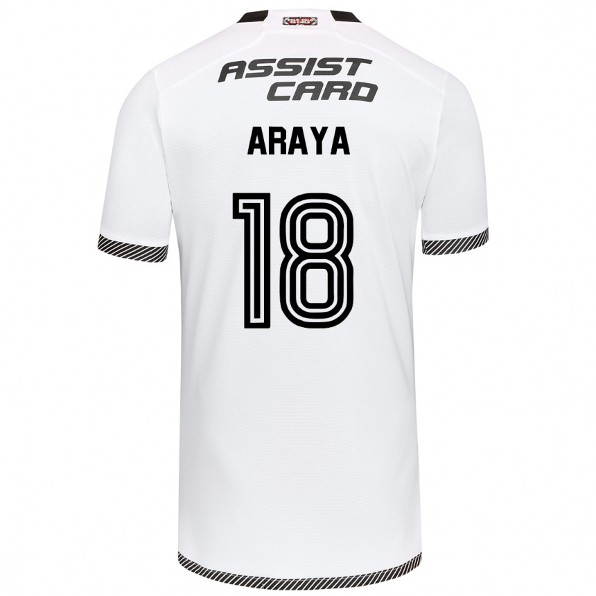 Niño Fútbol Camiseta Benjamín Araya #18 Blanco Negro 1ª Equipación 2024/25