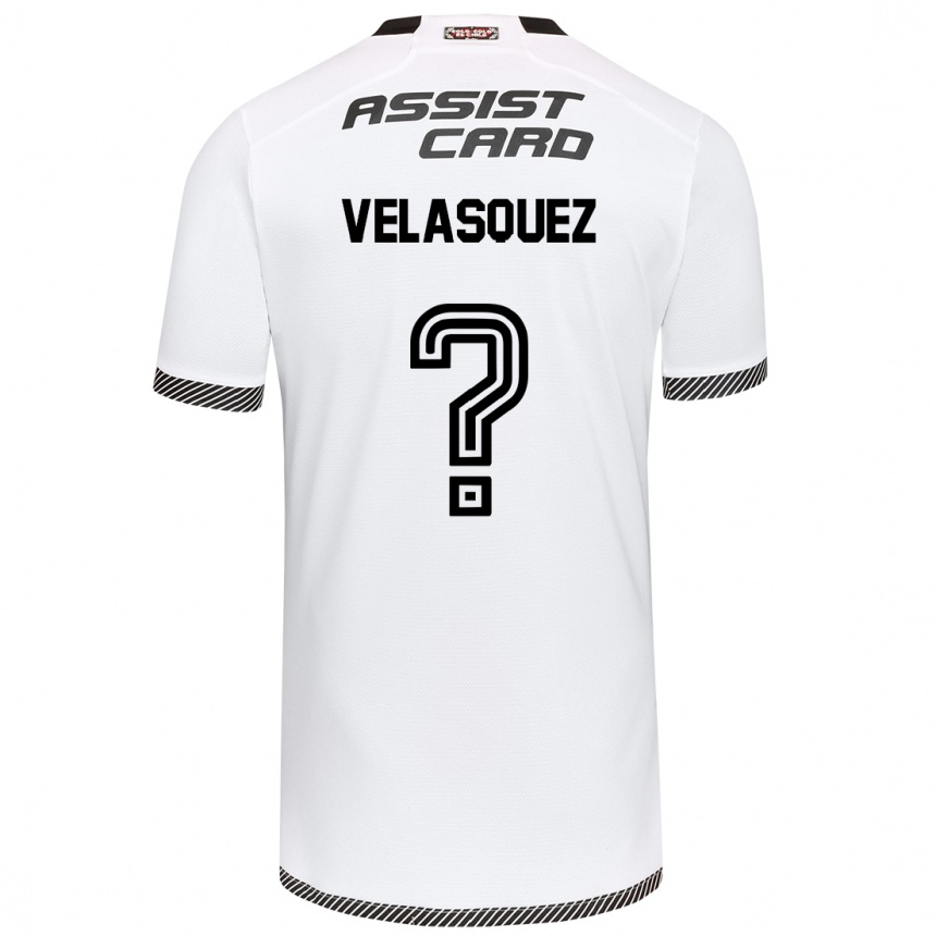 Niño Fútbol Camiseta Milovan Velásquez #0 Blanco Negro 1ª Equipación 2024/25