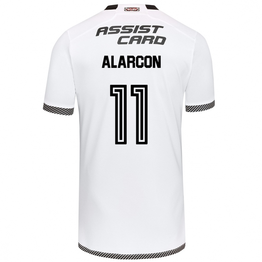 Niño Fútbol Camiseta Antonia Alarcón #11 Blanco Negro 1ª Equipación 2024/25