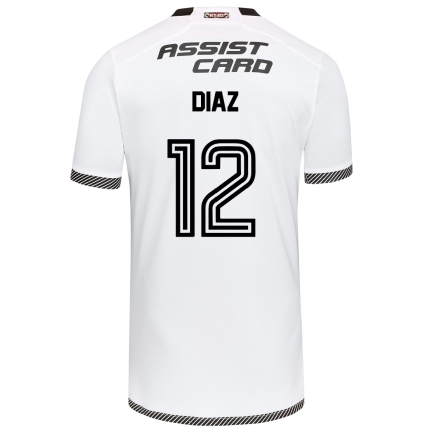 Niño Fútbol Camiseta Javiera Díaz #12 Blanco Negro 1ª Equipación 2024/25