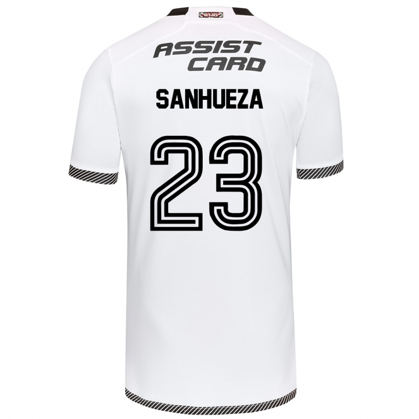 Niño Fútbol Camiseta Nicol Sanhueza #23 Blanco Negro 1ª Equipación 2024/25