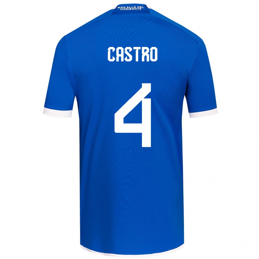 Niño Fútbol Camiseta José Ignacio Castro #4 Azul Blanco 1ª Equipación 2024/25