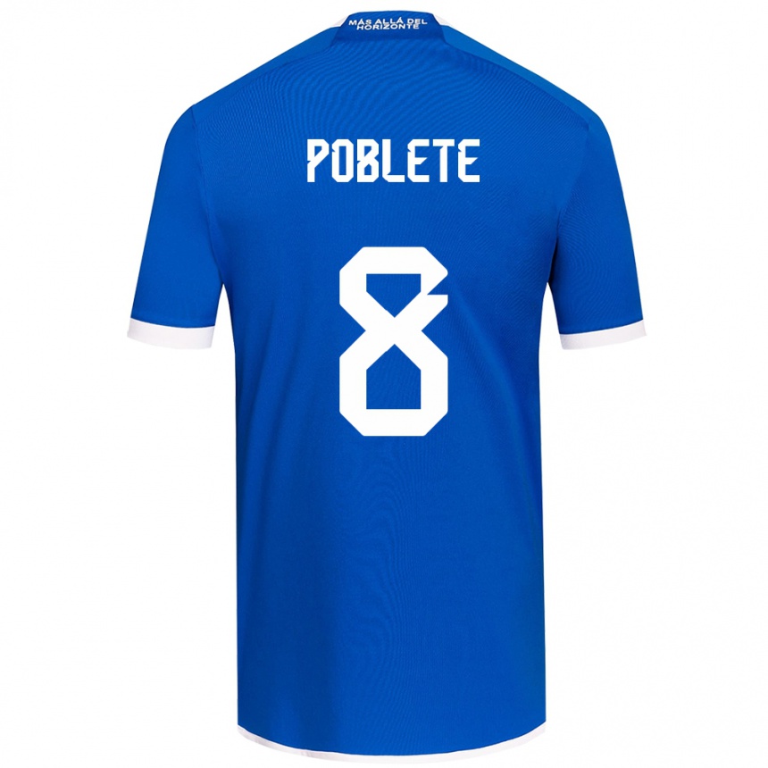 Niño Fútbol Camiseta Israel Poblete #8 Azul Blanco 1ª Equipación 2024/25