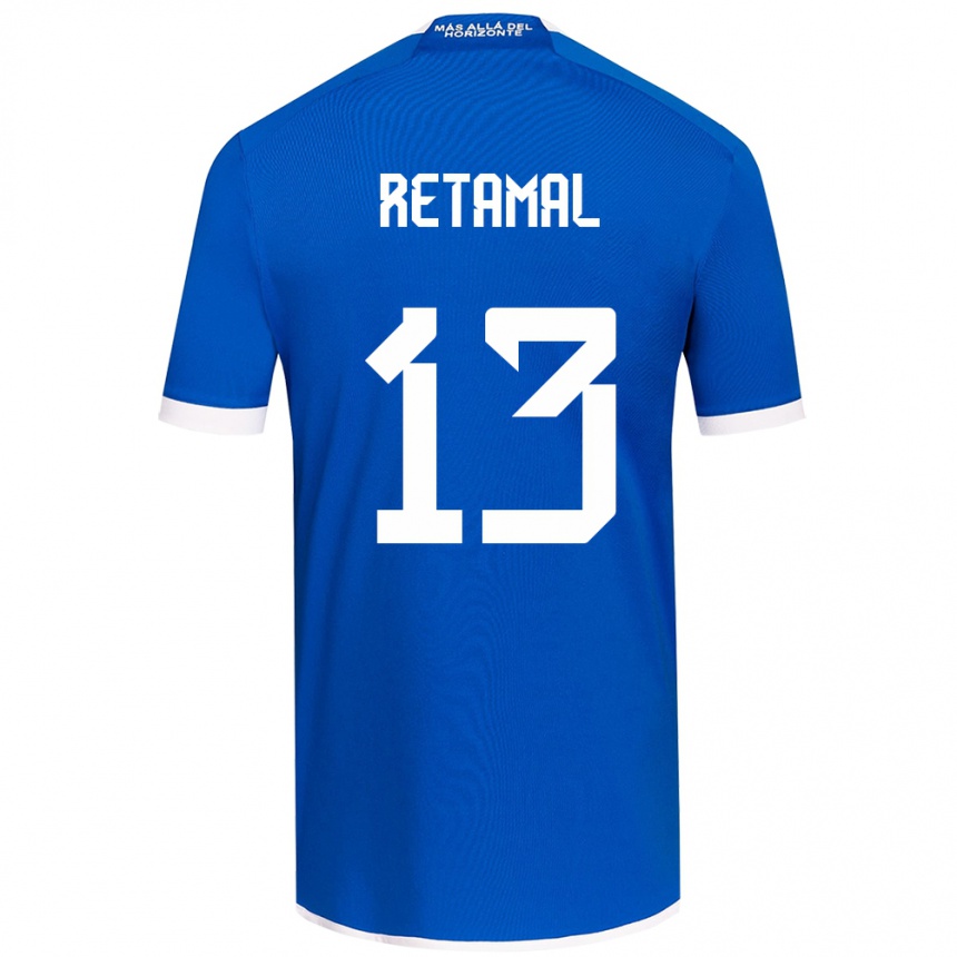 Niño Fútbol Camiseta David Retamal #13 Azul Blanco 1ª Equipación 2024/25