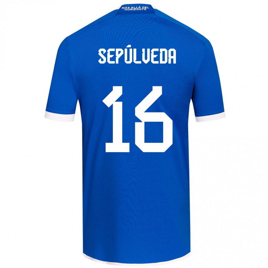 Niño Fútbol Camiseta Matías Sepúlveda #16 Azul Blanco 1ª Equipación 2024/25