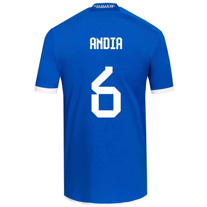 Niño Fútbol Camiseta Yonathan Andía #6 Azul Blanco 1ª Equipación 2024/25