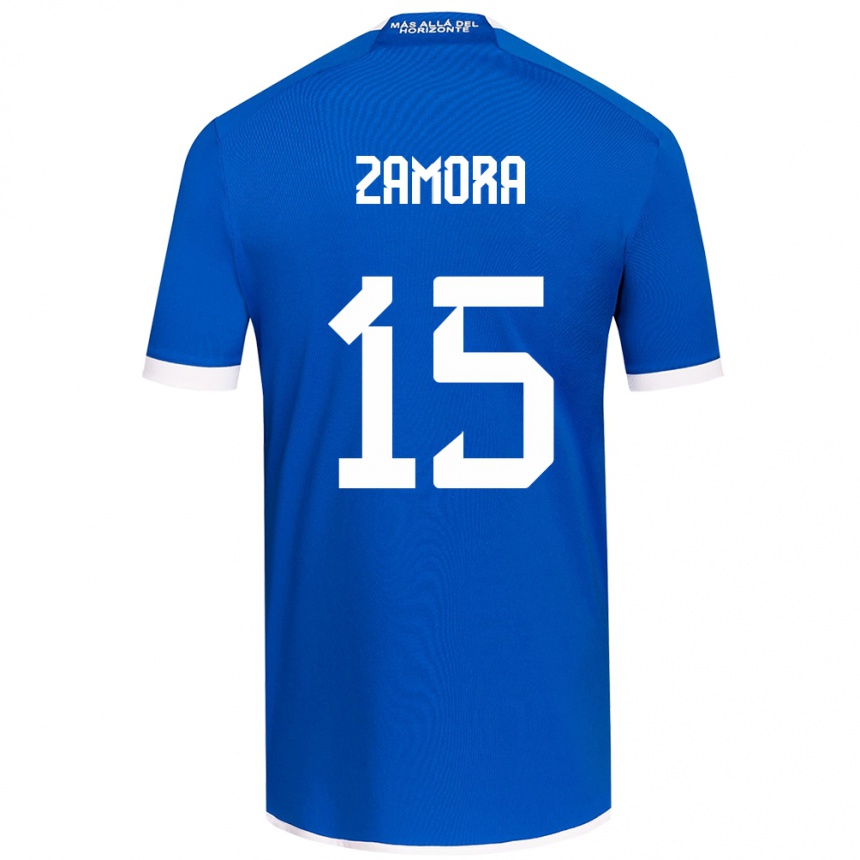 Niño Fútbol Camiseta Daniela Zamora #15 Azul Blanco 1ª Equipación 2024/25