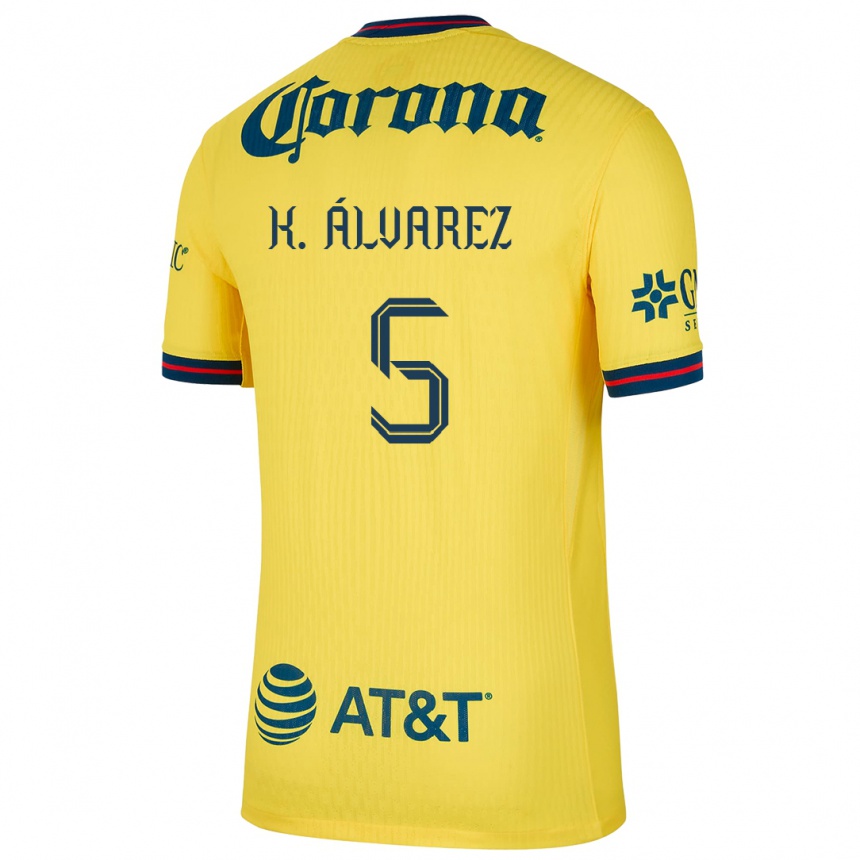 Niño Fútbol Camiseta Kevin Álvarez #5 Amarillo Azul 1ª Equipación 2024/25