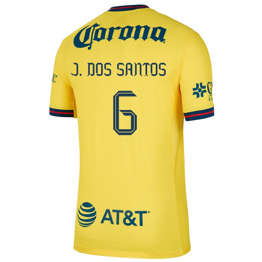 Niño Fútbol Camiseta Jonathan Dos Santos #6 Amarillo Azul 1ª Equipación 2024/25