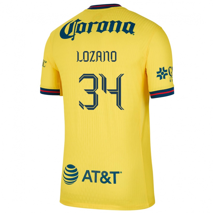 Niño Fútbol Camiseta Esteban Lozano #34 Amarillo Azul 1ª Equipación 2024/25