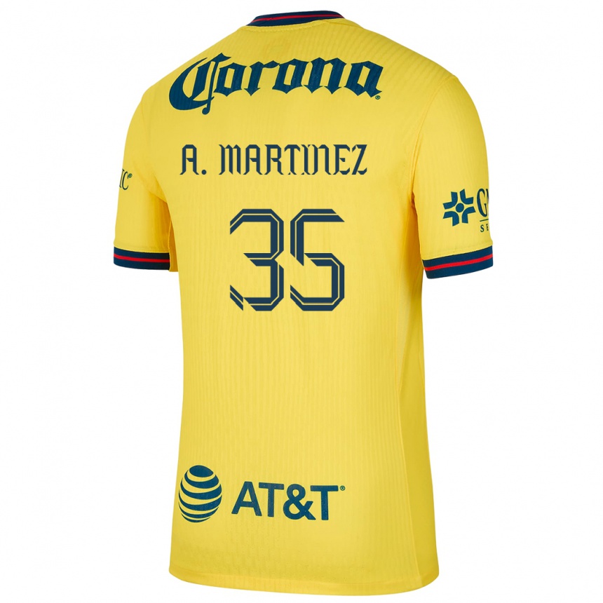 Niño Fútbol Camiseta Arturo Martínez #35 Amarillo Azul 1ª Equipación 2024/25