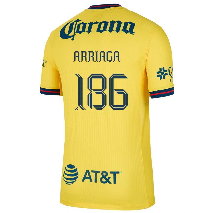 Niño Fútbol Camiseta Diego Arriaga #186 Amarillo Azul 1ª Equipación 2024/25