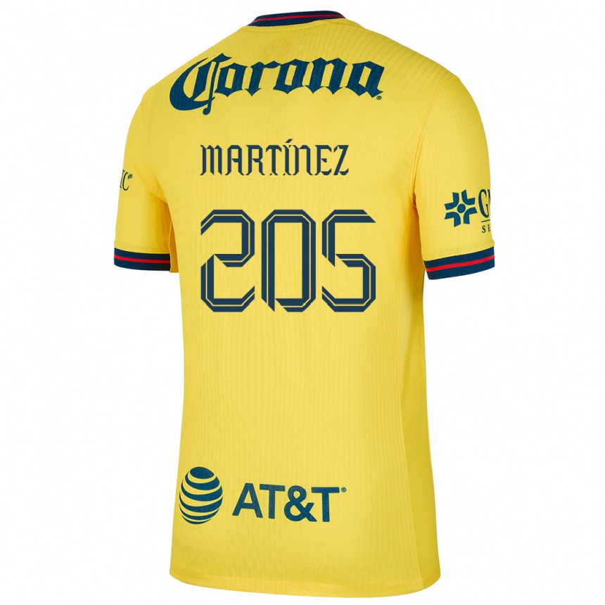 Niño Fútbol Camiseta Sebastián Martínez #205 Amarillo Azul 1ª Equipación 2024/25