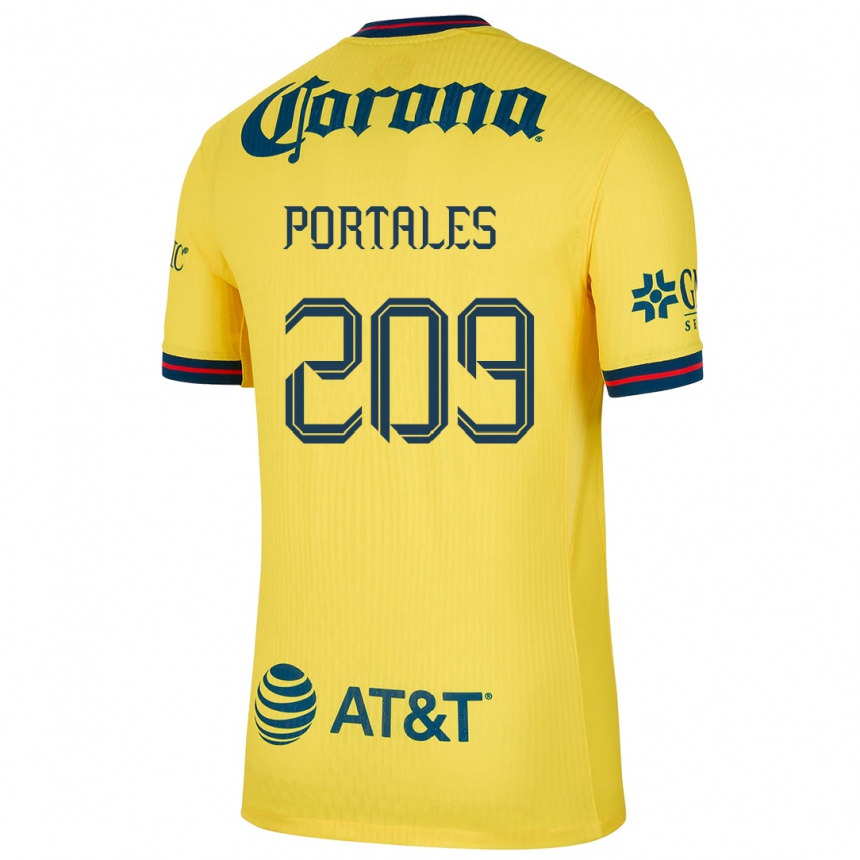 Niño Fútbol Camiseta Walter Portales #209 Amarillo Azul 1ª Equipación 2024/25