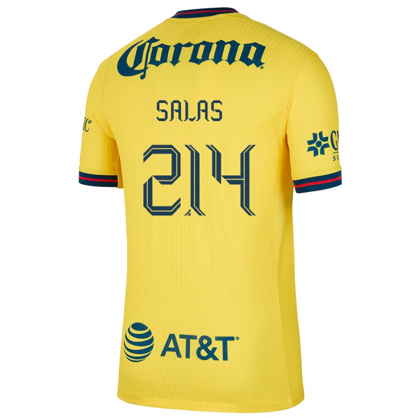 Niño Fútbol Camiseta Patricio Salas #214 Amarillo Azul 1ª Equipación 2024/25