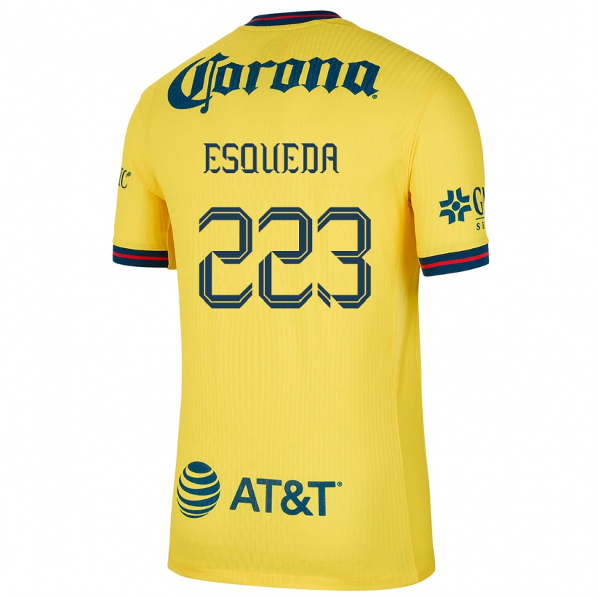 Niño Fútbol Camiseta Diego Esqueda #223 Amarillo Azul 1ª Equipación 2024/25