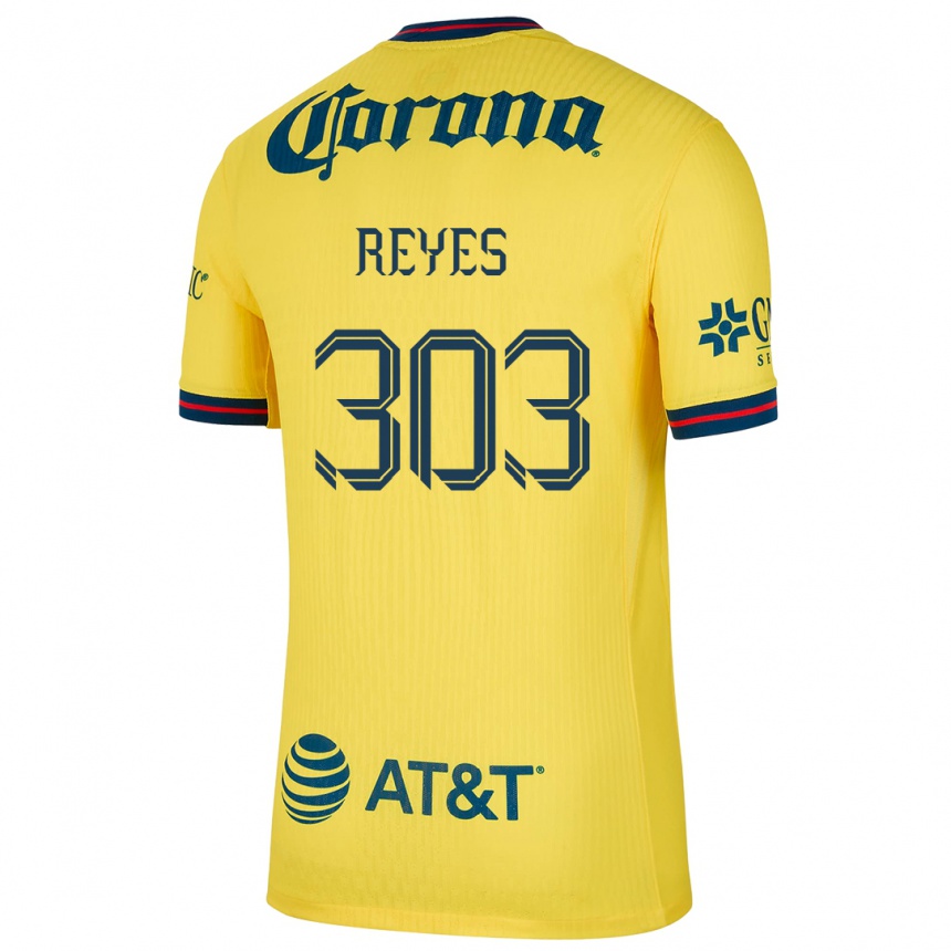 Niño Fútbol Camiseta Diego Reyes #303 Amarillo Azul 1ª Equipación 2024/25