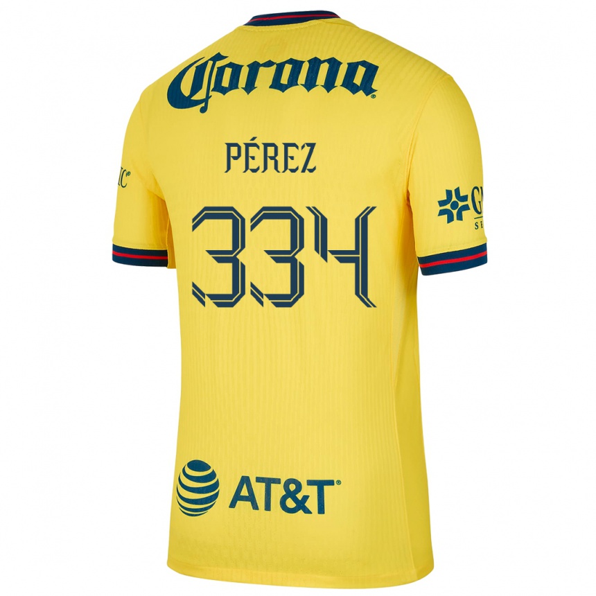 Niño Fútbol Camiseta Diego Pérez #334 Amarillo Azul 1ª Equipación 2024/25