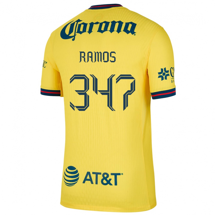 Niño Fútbol Camiseta Luis Ramos #347 Amarillo Azul 1ª Equipación 2024/25