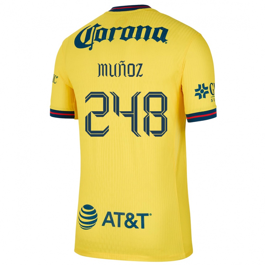 Niño Fútbol Camiseta Diego Muñoz #248 Amarillo Azul 1ª Equipación 2024/25