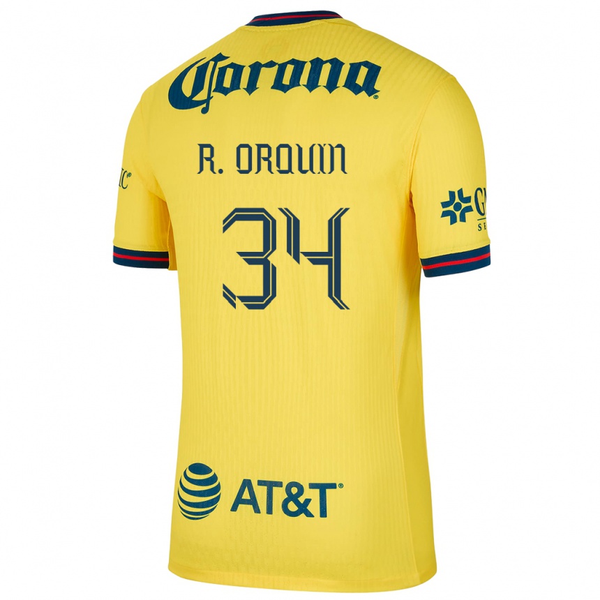 Niño Fútbol Camiseta Ralph Orquin #34 Amarillo Azul 1ª Equipación 2024/25