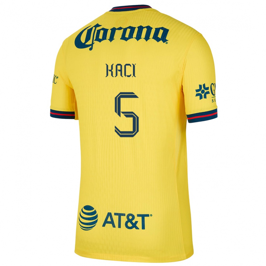 Niño Fútbol Camiseta Aurelie Kaci #5 Amarillo Azul 1ª Equipación 2024/25