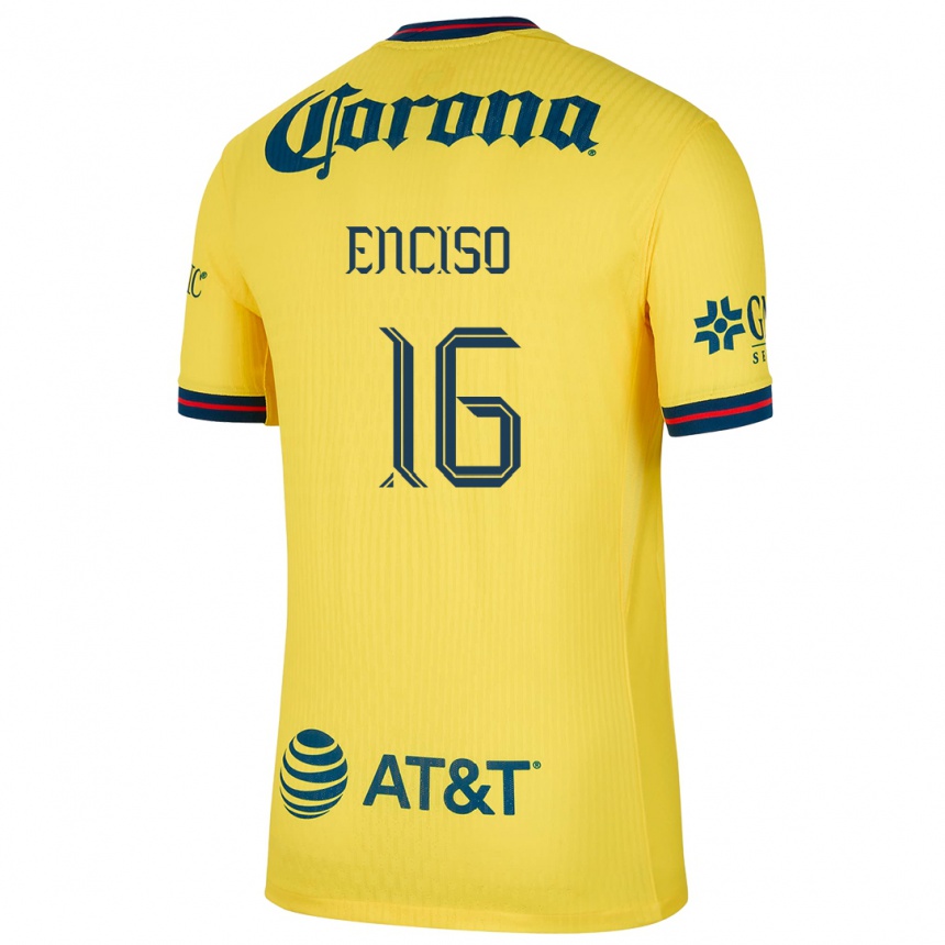 Niño Fútbol Camiseta Sabrina Enciso #16 Amarillo Azul 1ª Equipación 2024/25