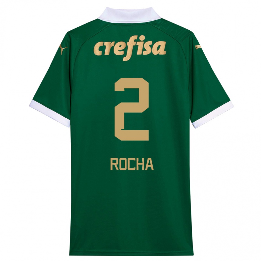 Niño Fútbol Camiseta Marcos Rocha #2 Verde Blanco 1ª Equipación 2024/25