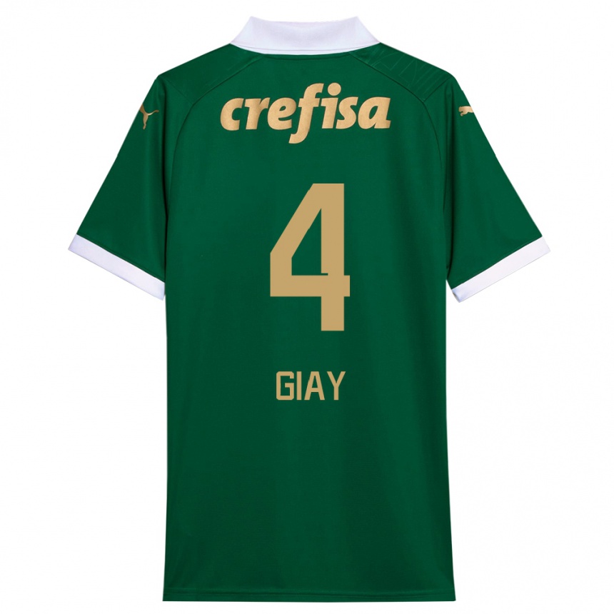 Niño Fútbol Camiseta Agustín Giay #4 Verde Blanco 1ª Equipación 2024/25