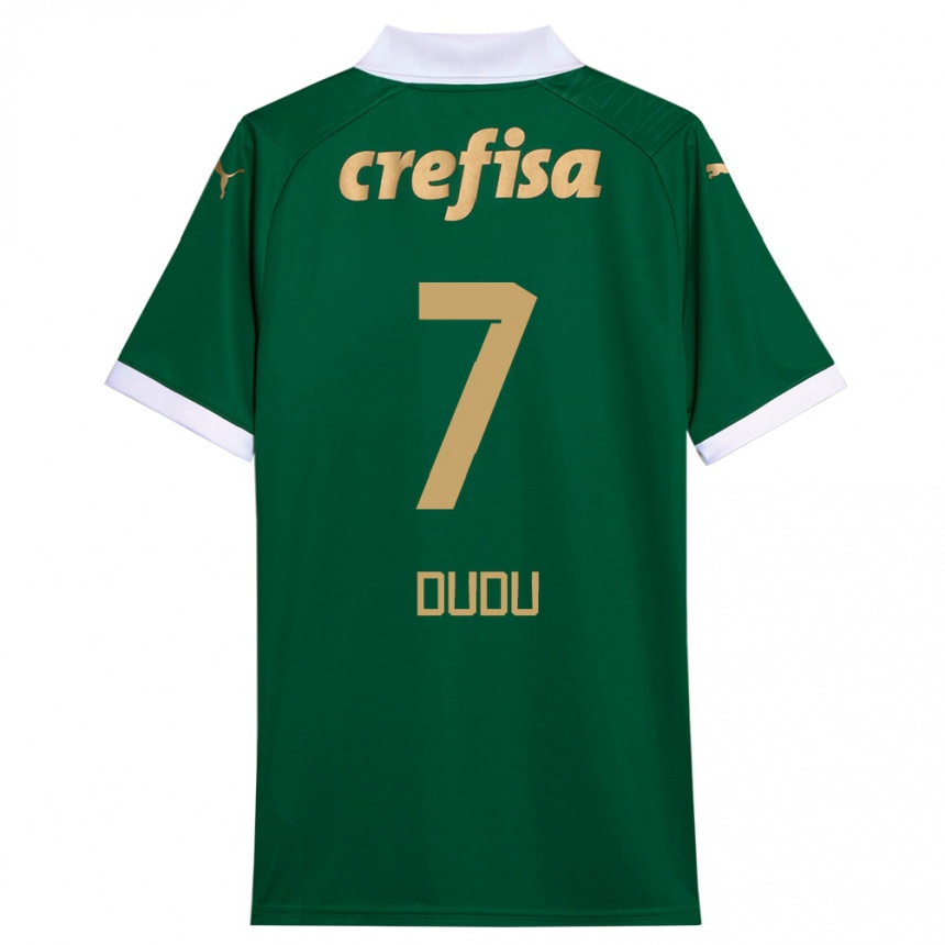 Niño Fútbol Camiseta Dudu #7 Verde Blanco 1ª Equipación 2024/25