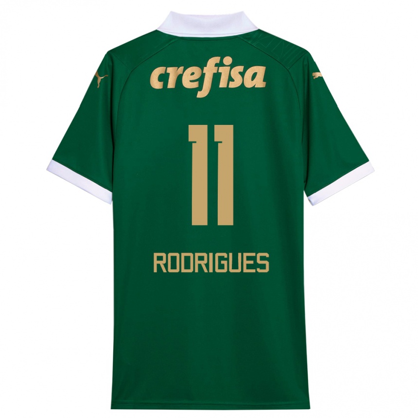 Niño Fútbol Camiseta Bruno Rodrigues #11 Verde Blanco 1ª Equipación 2024/25