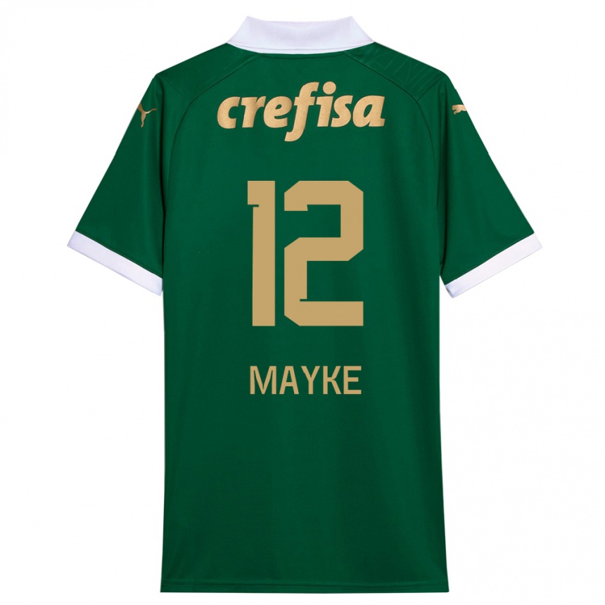 Niño Fútbol Camiseta Mayke #12 Verde Blanco 1ª Equipación 2024/25