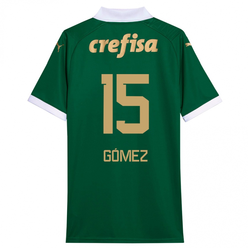 Niño Fútbol Camiseta Gustavo Gómez #15 Verde Blanco 1ª Equipación 2024/25