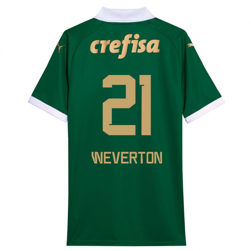 Niño Fútbol Camiseta Weverton #21 Verde Blanco 1ª Equipación 2024/25