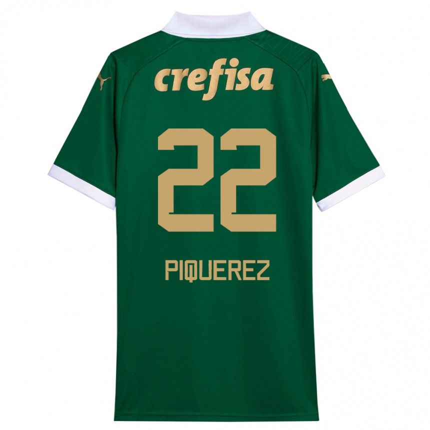 Niño Fútbol Camiseta Joaquín Piquerez #22 Verde Blanco 1ª Equipación 2024/25