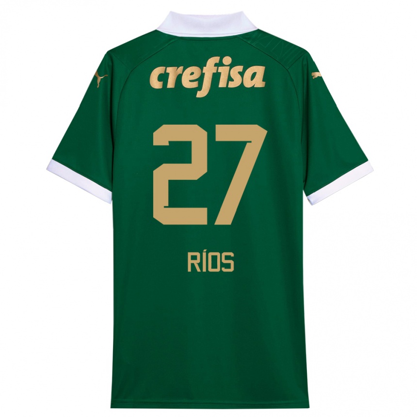 Niño Fútbol Camiseta Richard Ríos #27 Verde Blanco 1ª Equipación 2024/25