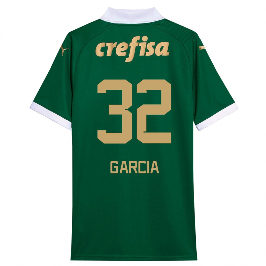 Niño Fútbol Camiseta Garcia #32 Verde Blanco 1ª Equipación 2024/25