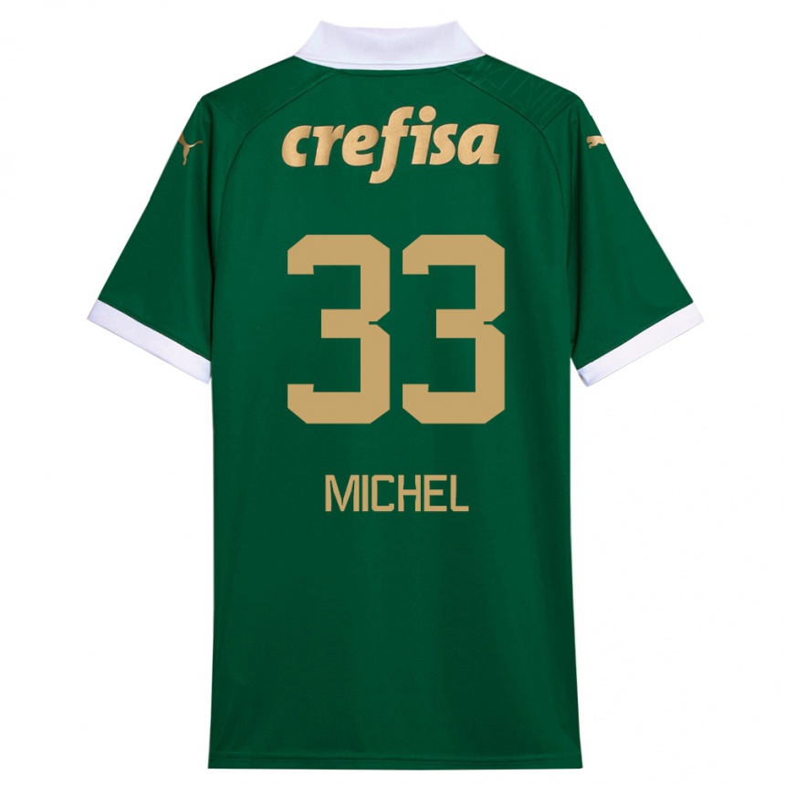 Niño Fútbol Camiseta Michel #33 Verde Blanco 1ª Equipación 2024/25