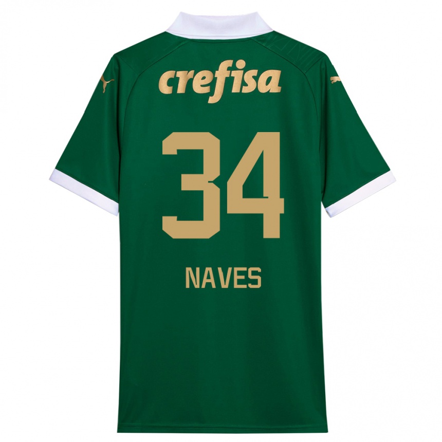 Niño Fútbol Camiseta Naves #34 Verde Blanco 1ª Equipación 2024/25