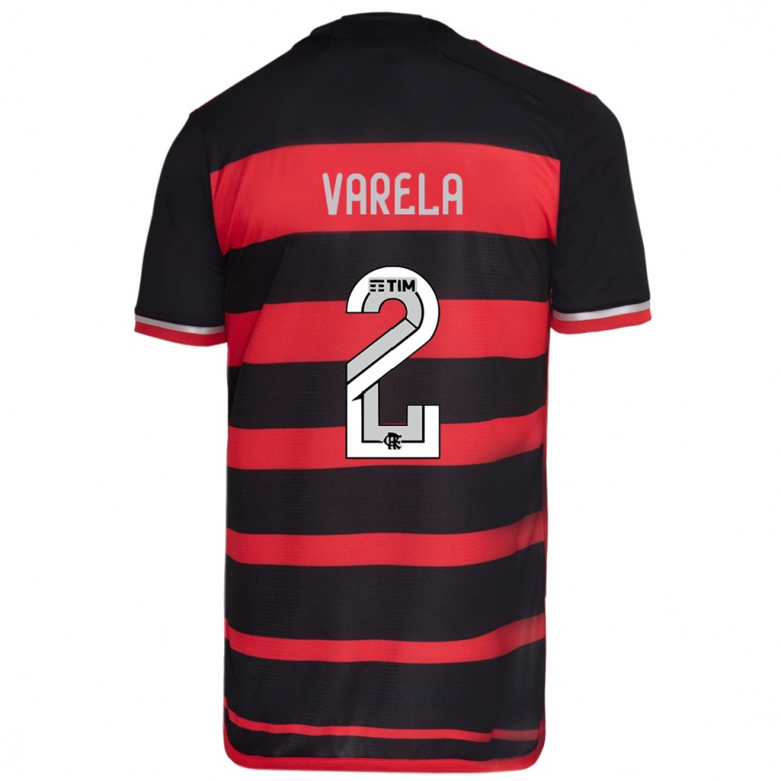 Niño Fútbol Camiseta Guillermo Varela #2 Negro Rojo 1ª Equipación 2024/25