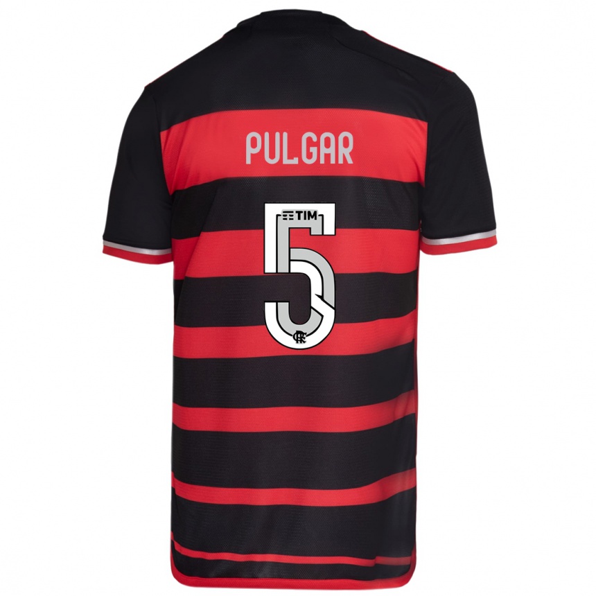 Niño Fútbol Camiseta Erick Pulgar #5 Negro Rojo 1ª Equipación 2024/25