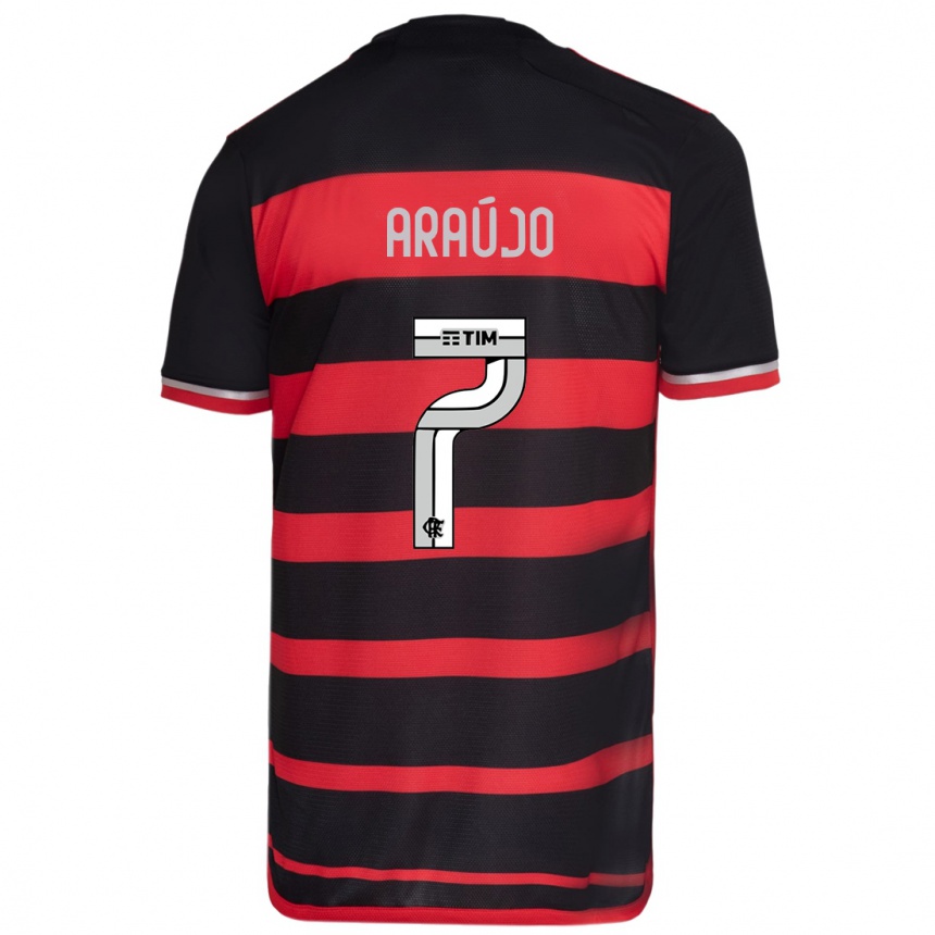 Niño Fútbol Camiseta Luiz Araújo #7 Negro Rojo 1ª Equipación 2024/25